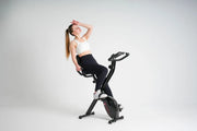 Foldable Exercise Bike with Phone Holder Backrest Upright Bike