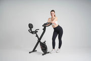 Foldable Exercise Bike with Phone Holder Backrest Upright Bike
