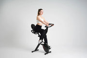 Foldable Exercise Bike with Phone Holder Backrest Upright Bike