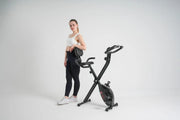 Foldable Exercise Bike with Phone Holder Backrest Upright Bike