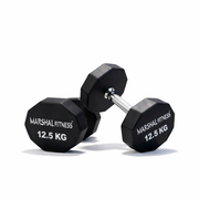 Marshal Fitness Hexagonal Dumbbell 12.5KG (DB-24404) – Anti-Roll Rubber Coated Hex Dumbbell, Solid Steel Handle, Home & Commercial Gym Use