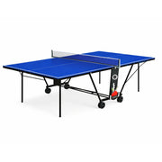 Marshal Fitness MF-1400 Table Tennis Table – 15MM MDF Indoor Ping Pong Table with Folding Design, 4 Wheels for Easy Mobility, Ball & Bat Holder, Quick Assembly, Blue Playing Surface