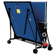 Marshal Fitness MF-1400 Table Tennis Table – 15MM MDF Indoor Ping Pong Table with Folding Design, 4 Wheels for Easy Mobility, Ball & Bat Holder, Quick Assembly, Blue Playing Surface