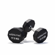 Marshal Fitness Hexagonal Dumbbell 12.5KG (DB-24404) – Anti-Roll Rubber Coated Hex Dumbbell, Solid Steel Handle, Home & Commercial Gym Use