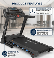 8.0HP AC TV Motorized Treadmill with USB & MP3 for Home Use