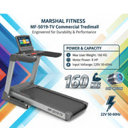 8HP Treadmill with Incline, TV Display, Bluetooth, and 160KG Max User Weight