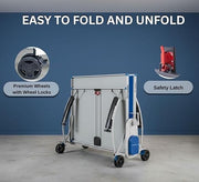 Marshal Fitness MF-1600 Outdoor MDF Table Tennis Table | Foldable Weather-Resistant Ping Pong Table with UV-Coated Top & Rust-Proof Steel Frame | Durable Outdoor Game Table for Home & Sports Club