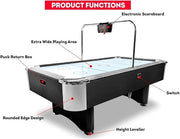 Marshal Fitness Professional 7-Foot Air Hockey Table with Electronic Bridge Scoreboard, Coin Operating System, Black and White, for School, Office, Club