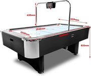 Marshal Fitness Professional 7-Foot Air Hockey Table with Electronic Bridge Scoreboard, Coin Operating System, Black and White, for School, Office, Club