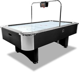 Marshal Fitness Professional 7-Foot Air Hockey Table with Electronic Bridge Scoreboard, Coin Operating System, Black and White, for School, Office, Club