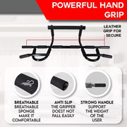 Multi-Grip Chin-Up/Pull-Up Bar, Heavy Duty Doorway Trainer for Home Gym (Black)