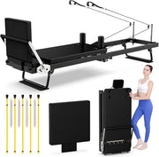 Marshal Fitness ilates Reformer Machine,Foldable Pilates Machine Equipment for Home, Exercise Yoga Equipment,Yoga Bed, Adjustable Intensity Pilates Bed Unisex MF-0678