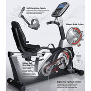 Commercial Recumbent Bike Self Generation Ergometer Trainer Bike, Gym Fitness Bike