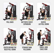 Heavy-Duty Three-Station Home Gym with 72KG Weight Stack