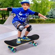 Marshal Fitness Aluminum Base Anti Slip Skateboards Flashing Wheels31 x 8 Inch Complete Standard Skate Boards 9 Layer Canadian Maple Deck Concave Skateboard with Carrying Bag Assorted Colors MF-0283