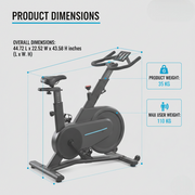 Marshal Fitness Indoor Magnetic Stationary Bike – Adjustable Seat & Handlebars, 6Kg Flywheel, Magnetic Resistance – Home Cardio Bike