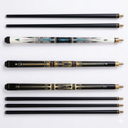 Luxury 2-Piece Billiard Cue Stick Set – Carbon Fiber Style Shafts with Premium Graphic Inlays & Quick-Release Pin