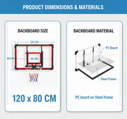 Marshal Fitness Basketball Hoop for Adults – Heavy Duty PC Backboard on Steel Frame, Indoor & Outdoor Wall Mounted Goal