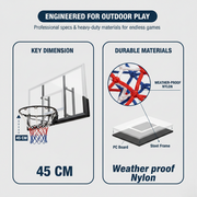 Marshal Fitness Wall Mount Heavy Duty Basketball Hoop with PC Backboard & Steel Frame – Weatherproof Net for Outdoor & Indoor Play