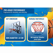 Marshal Fitness Heavy-Duty Wall Mount Basketball Hoop – Breakaway Rim, Weather-Resistant Nylon Net, Solid Steel Frame for Indoor & Outdoor Play