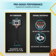 Marshal Fitness Portable Basketball Hoop with Stand & Wheels – Adjustable Height Outdoor Indoor Hoop with Heavy Duty Base