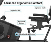 Recumbent Magnetic Exercise Bike with LCD Monitor and Adjustable Seat
