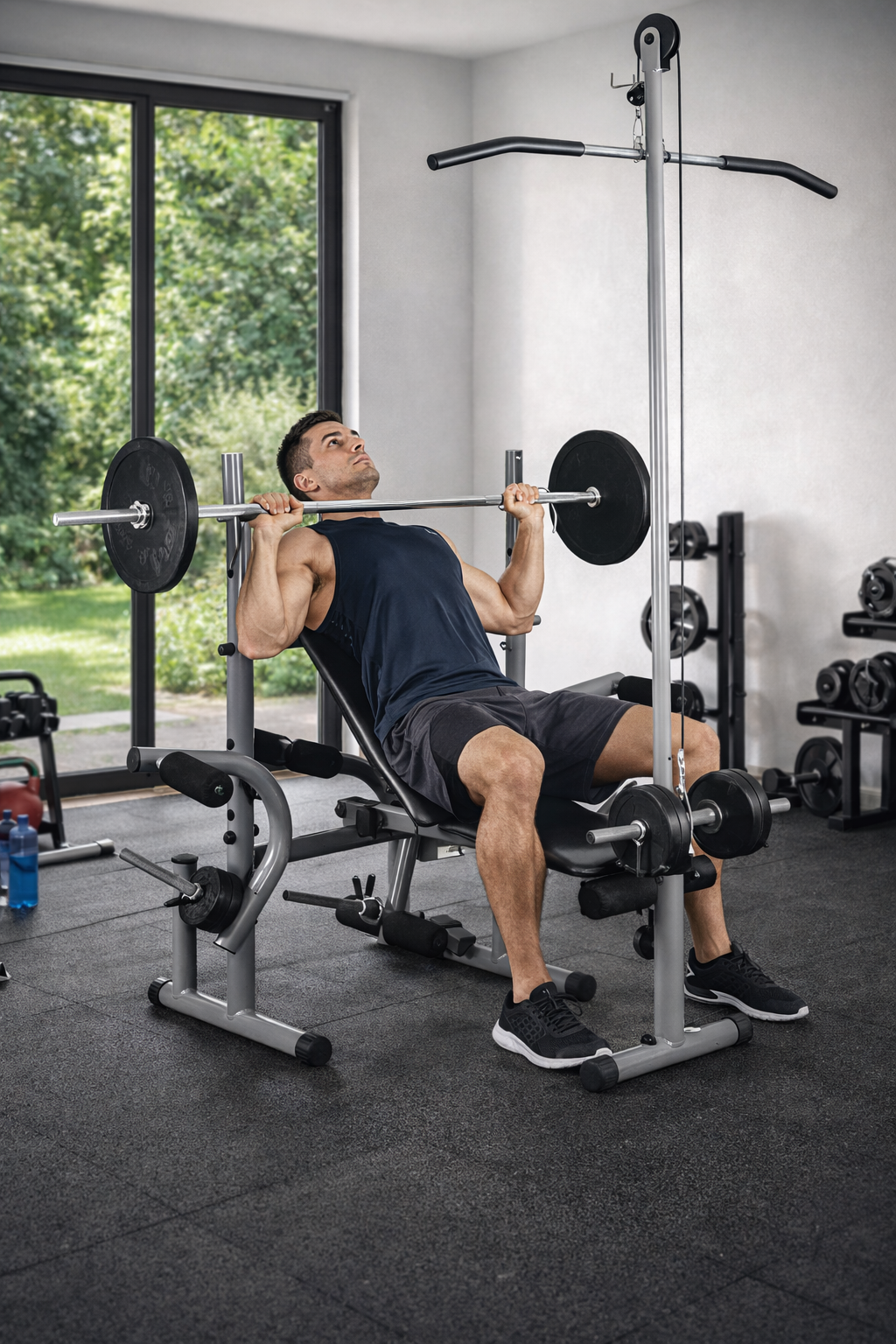 Bench Press Exercise Weight Bench with Pull Up Bar - BXZ-400DA