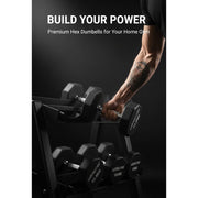 Marshal Fitness Hexagonal Dumbbell 12.5KG (DB-24404) – Anti-Roll Rubber Coated Hex Dumbbell, Solid Steel Handle, Home & Commercial Gym Use