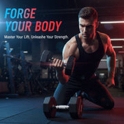 Marshal Fitness Hexagonal Dumbbell 12.5KG (DB-24404) – Anti-Roll Rubber Coated Hex Dumbbell, Solid Steel Handle, Home & Commercial Gym Use