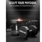 Marshal Fitness Hexagonal Dumbbell 12.5KG (DB-24404) – Anti-Roll Rubber Coated Hex Dumbbell, Solid Steel Handle, Home & Commercial Gym Use