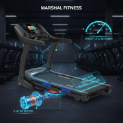 Marshal Fitness 8HP AC Home Treadmill – 20% Auto Incline, 1–20 km/h Speed, LCD Display, Compact Home Workout Machine
