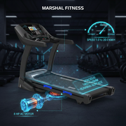 Marshal Fitness 8HP AC Home Treadmill – 20% Auto Incline, 1–20 km/h Speed, LCD Display, Compact Home Workout Machine