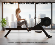 MF-1906 Magnetic + Air Rowing Machine with 32-Level Motorized Resistance, 150kg Capacity, Aluminum Rail, Full-Body Cardio Trainer