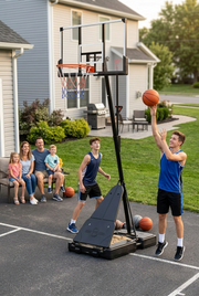 Marshal Fitness Adjustable Basketball Hoop Goal on Wheels – Shatterproof Backboard, Height Adjustable 2.30m–3.05m, Heavy-Duty Breakaway Rim