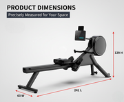 MF-1906 Magnetic + Air Rowing Machine with 32-Level Motorized Resistance, 150kg Capacity, Aluminum Rail, Full-Body Cardio Trainer