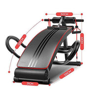 Marshal Fitness Adjustable Sit-Up Bench – Decline Abdominal Workout Bench with Pull-Up Spring Resistance Band & Push-Up Bars, Multi-Function Home Gym Equipment