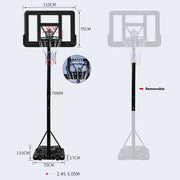 Marshal Fitness Adjustable Height Portable Basketball Hoop with Built-In Wheels