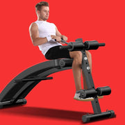 Marshal Fitness Adjustable Sit-Up Bench – Decline Abdominal Workout Bench with Pull-Up Spring Resistance Band & Push-Up Bars, Multi-Function Home Gym Equipment