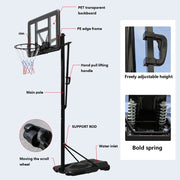 Marshal Fitness Adjustable Height Portable Basketball Hoop with Built-In Wheels