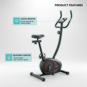 Marshal Fitness Upright Magnetic Exercise Bike – 8 Resistance Levels, Digital Console Displays Speed, Time, Distance & Calories, Portable Indoor Cardio Bike for Home Workouts
