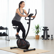 Marshal Fitness Upright Magnetic Exercise Bike – 8 Resistance Levels, Digital Console Displays Speed, Time, Distance & Calories, Portable Indoor Cardio Bike for Home Workouts