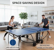Marshal Fitness Professional Indoor Table Tennis Table | Foldable Ping Pong Table with UV-Coated Top & Rust-Proof Steel Frame | Durable Indoor Game Table for Home, Office & Sports Clubs
