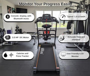 Marshal Fitness MFT-176-4 Foldable Walking Pad Treadmill 3.0HP | Manual 3-Level Incline | Bluetooth Treadmill with Massager, Dumbbells & Twister Disc | Compact Home Workout Machine
