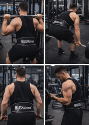 Marshal Fitness Leather Weight Lifting Gym Belt for Men & Women – Heavy-Duty Back Support Belt for Powerlifting, Squats, Deadlifts & Strength Training (Black)