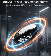 Marshal Fitness Leather Weight Lifting Gym Belt for Men & Women – Heavy-Duty Back Support Belt for Powerlifting, Squats, Deadlifts & Strength Training (Black)