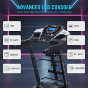 Marshal Fitness Motorized Treadmill 3.5 HP DC Peak Power, Automatic Incline 0–15%, 1–14 km/h Speed, 124×42 cm Running Belt, LCD Monitor, 115 kg Capacity