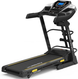 Marshal Fitness Motorized Treadmill 3.5 HP DC Peak Power, Automatic Incline 0–15%, 1–14 km/h Speed, 124×42 cm Running Belt, LCD Monitor, 115 kg Capacity