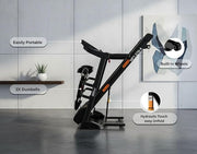 Marshal Fitness MFT-276-4 Foldable Walking Pad Treadmill 3.0HP | Motorized Auto Incline Treadmill with Massager, Dumbbells & Twister Disc | Heavy-Duty Running Machine 120kg Capacity for Home Gym