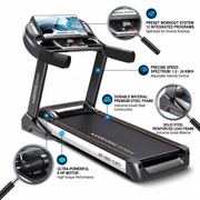 Marshal Fitness 8.0HP Auto Incline Home Treadmill with Bluetooth Speaker, 24 km/h Speed, Foldable Cardio Running Machine