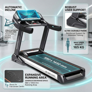 Marshal Fitness 8.0HP Auto Incline Home Treadmill with Bluetooth Speaker, 24 km/h Speed, Foldable Cardio Running Machine